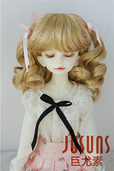 JD405 7-8inch Long Wave Princess BJD Wigs 1/4 MSD Synthetic Mohair Doll Accessories (Blonde)