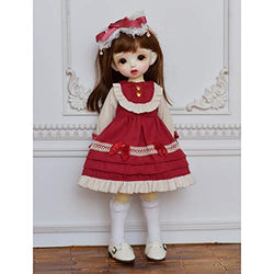 HMANE BJD Dolls Clothes 1/6, Cute Dress Clothes Set for 1/6 BJD Dolls - (Red) No Doll