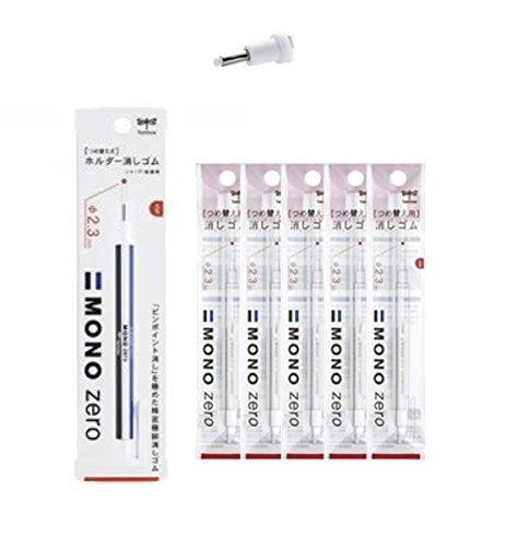 Tombow MONO Zero Eraser, 2.3mm Round Tip Pen-Style Eraser & 5 packs (10 pieces) of Refills Value