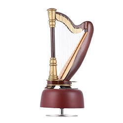 ammoon Classical Wind Up Harp Music Box with Rotating Musical Base Instrument Miniature Replica