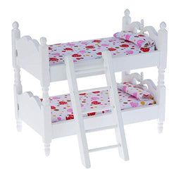 Haomian Dollhouse Furniture 1:12 Dollhouse Kids Mini Bunk Bed with Ladder Toy Bedroom Model Kids Children's Bedroom Set Doll House Decoration Accessories