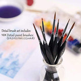 Detail Paint Brushes Set 10pcs Miniature Brushes for Fine Detailing & Art Painting - Acrylic, Watercolor,Oil,Models, Warhammer 40k.