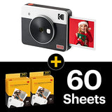 Kodak Mini Shot 3 Retro (60 Sheets) 3x3 2-in-1 Portable Wireless Instant Camera & Photo Printer, Compatible with iOS, Android & Bluetooth, Real Photo HD, 4PASS Technology & Laminated Finish – White
