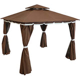 Sunnydaze Soft Top Patio Gazebo - 10 x 10 Foot Rectangle Outdoor Gazebo with Screens and Privacy Walls - Brown - Perfect for Backyard, Garden or Deck