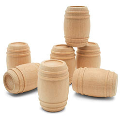 Wooden Pickle Barrel 1-5/8" Inch, Pack of 10, Small Unfinished Cargo Drums, Perfect for Miniatures, Scale Models, Toy Train Making or Woodworking Craft Projects, by Woodpeckers