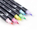 Tombow 56213 Dual Brush Pen Art Markers, Pastel, 6-Pack. Blendable, Brush and Fine Tip Markers