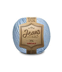 Jeans Yarn by Circulo – 100% Brazilian Virgin Cotton (Pack of 1 Ball) – 3.52 oz, 144.35 yds – Light Worsted - Color 8740 Light Blue