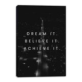 Dream It| 12x18in| Motivational Inspirational Wall Art Canvas, Inspirational Wall Art for Office, Motivational art For Office, Artwork Décor Inspiring Entrepreneur Ready to Hang