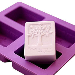 ESA Supplies 4 Cavities Rectangle Tree of Life Silicone Soap Bar and Resin Mold for DIY Soap Making