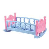 #N/A Doll Furniture Rocking Baby Doll Cradle Bed Bedding for 10 Inch Doll Decor