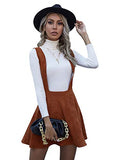 Romwe Women's Pinafore Flare Corduroy High Waist A-Line Skater Mini Overall Skirt Burnt Orange S