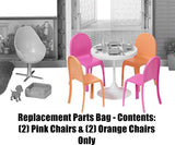 Barbie Replacement Parts Dollhouse Series Dreamhouse | FHY73 ~ Replacement Parts Bag - Contents: (2) Pink Chairs, and (2) Orange Chairs