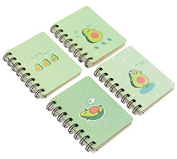 Small Spiral Notebook, 4 Pcs 3.14 Inch x 4.13 Inch 4 Style of Avocado Design Thick Hardcover Blank Pages 80 Sheets -160 Pages Journals for Study and Notes (Green Avocado, 3.14 x4.13 Inch)