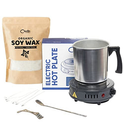 Candle Making Kit with Electronic Hot Plate, DIY Candle Maker Supplies: Bulk Organic Soy Candle Wax for Candle Making, Wax Melter, Pouring Pot, Starter Candle Kit for Adults, Beginners, and Kids (1lb)
