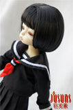 JD286 5-6inch 13-15CM Bobo doll wigs 1/8 Lati yellow Synthetic mohair BJD doll wigs (Black)