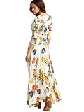 Milumia Women's Button Up Split Floral Print Flowy Party Maxi Dress Beige X-Small