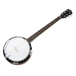 6-String Resonator Banjo Right Handed Back & Sides Sapele with Strings - Banjo String Instrument, Beginner Kit IHADA