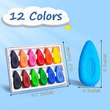Washable Toddler Crayons, 12 Colors Water-Drop Shape Crayons Bulk for Kids, Non Toxic Crayons Set Safe for Babies and Children Age 3+, Coloring Crayons Box for School & Art Supplies