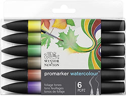 Winsor & Newton Promarker Watercolor Marker, Set of 6, Foliage Tones 6 Count