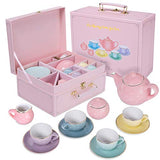 Jewelkeeper Porcelain Tea Set for Little Girls, Pastel Polka Dot, 13 Pieces