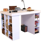 Project Center Desk with Bookcase and 3 Bin Cabinet-White