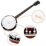 6-String Resonator Banjo Right Handed Back & Sides Sapele with Strings - Banjo String Instrument, Beginner Kit IHADA