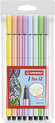 Stabilo Pen 68 Fibre Tip Pens – Wallet of 8 Assorted Pastel Colours – (68/8-01)