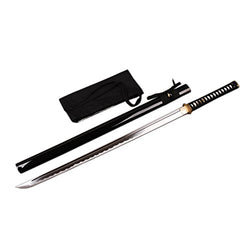 YJ COOL Japanese Ninja Sword Practice Sharp High Carbon Steel Real Sharp Battle Ready (Black)