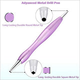 Benote Metal Diamond Painting Pen, Ergonomic Diamond Art Drill Sticky Pen Tools 5 D Diamond Painting Accessories with Multi Replacement Pen Heads and Wax - Purple