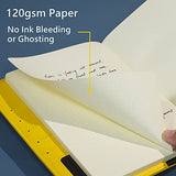 Leather Locking Diary A5, MOHOO Locked Dotted Journal with Pocket Card Slots, 300 Pages Non-Bleed 120gsm Thick Paper Secret Notebook with Lock for Women Adults Girls, Yellow
