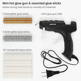 Arteza Mini Glue Gun, 20W, 30 Clear and 10 Glitter Glue Sticks, Built-in Stand, Arts & Crafts and Scrapbooking Supplies