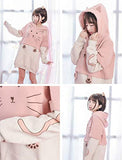 Girl's Cute Cat Hoodie with Cat Ears Hooded Sweatshirts Pullover (S) Pink