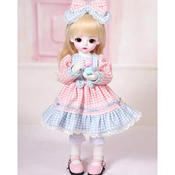 HMANE 3Pcs Set BJD Dolls Clothes 1/6, Cute Sweet Candy Color Grid Dress Clothes Outfit for 1/6 BJD Dolls (No Doll)