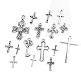 BronaGrand 25 Pieces Mixed Crosses Charms Pendants Jewelry Findings for Making Bracelet and