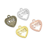 MagiDeal LOVE on the Heart Charms - 20x18mm - Metal Antique Bronze, Silver, Gold, Rose gold Colors,