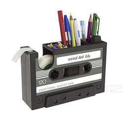 Xemz Creative Adhesive Tape Pen Holder Case, Retro Cassette Tape Dispenser Vase Brush Pot, Popular Pencil Desk Collection Tidy Organizer, Office Stationery Storage Container- Unique Gift (gray)