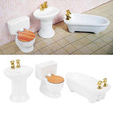 YOUTHINK 1/24 Dollhouse Miniature Bathroom Set, Simulation Ceramic Dollhouse Bathtub Toilet Sink Kit Dollhouse Furniture Accessories (A)