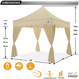ABCCANOPY Patio Pop Up Canopy Tent with Curtain 10x10 Event-Series (Beige)¡­