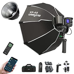 Weeylite 60W LED Continuous Video Light, Bi-Color 2800-8500K Continuous Output Lighting Kit with Softbox/NP-970 Battery, Dimmable LED COB Studio Lights for Photography Video Recording Portrait Wedding