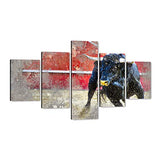 5 Panel Canvas Wall Art Spanish Bullfight Pictures Home Wall Decor for Living Bedroom Oil Paintings on Canvas Abstract Graffiti Bull Poster Wooden Stretched Framed Art Ready to Hang-70''Wx40''H