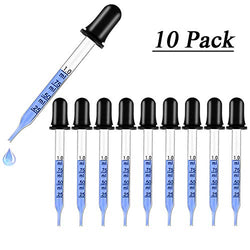 Glass Dropper Calibrated 1ml Essential Oils Pipette Dropper with Black Rubber Head, Straight-Tip Calibrated Glass Medicine Dropper Glass Dropper Medicine Laboratory Dropper 10 Pack