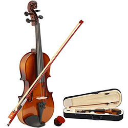 1/2 Acoustic Violin,Handmade Solid Wood Violin Starter Beginners Kit with Case, Bow, Rosin for Kids Student Beginners Amateurs (Natural)