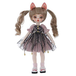MZBZYU Cute BJD Doll 1/8 6.69 inch 17CM Body Clothes Socks Shoes Wig Included Full Set 17 Jointed Doll for 5 Year Old Girl and up Gift for Birthday Wedding,B