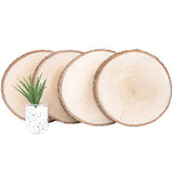 KINGCRAFT 4 Pack Large Natural Wood Slices Round Rustic Slabs Unfinished Wood Sanded 9.8”-11” for Wedding Centerpiece Table Birthday Party Baby Shower Decoration Craft