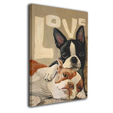 King Duck Boston Terrier Painted Framed Decorations Art Canvas Wall Office Home Decor Paintings Artwork for Living Room Bathroom Bedroom Stretched Ready to Hang 8x12 inch