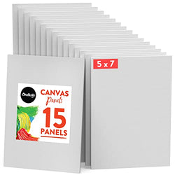 Chalkola Paint Canvas Panels 5x7 inch (15 Pack) for Acrylic Painting & Oil Art, Primed 100% Cotton Boards, Acid-Free for Professional Artists, Hobby Painters, Kids & Beginners