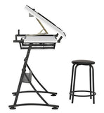 Studio Designs Modern Fusion Craft Center with 24" Tray and Stool, Charcoal/White