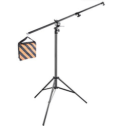 Neewer 13feet/390cm Two Way Rotatable Aluminum Adjustable Tripod Boom Light Stand with Sandbag for Studio Photography Video