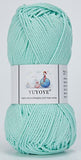 YUYOYE 100% Mercerized Cotton Yarn for Crochet and Knitting - 300g,Aque Green-03