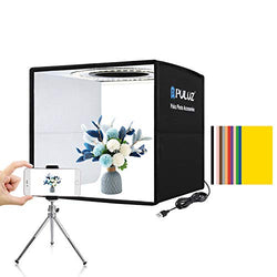 PULUZ Mini Photo Studio Light Box, Photo Shooting Tent kit, Portable Folding Photography Light Tent kit with CRI >95 96pcs LED Light + 6 Kinds Double- Sided Color Backgrounds for Small Size Products
